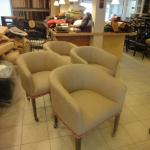 Custom built game chairs with trim and custom cup casters.