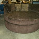 Custom built circluar sofa with downpad over foam 6" diameter seat cushion.